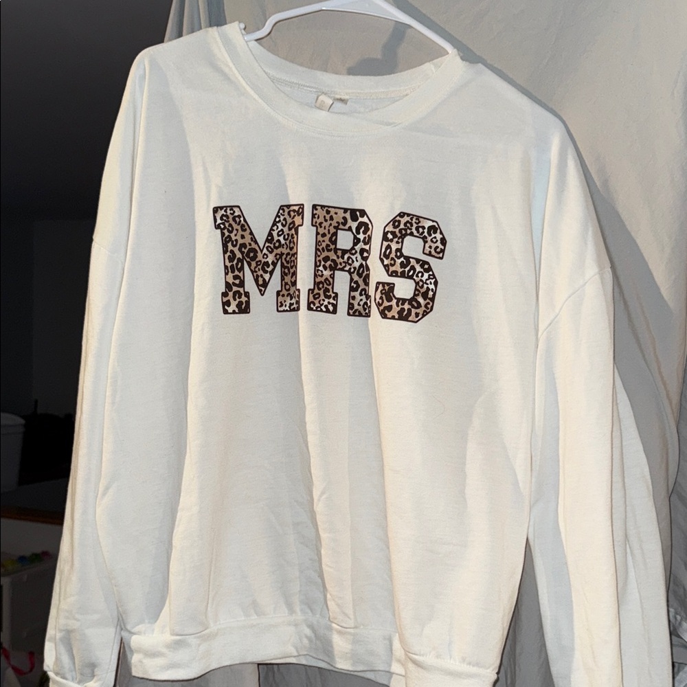 White Leopard Print 'MRS' Sweater